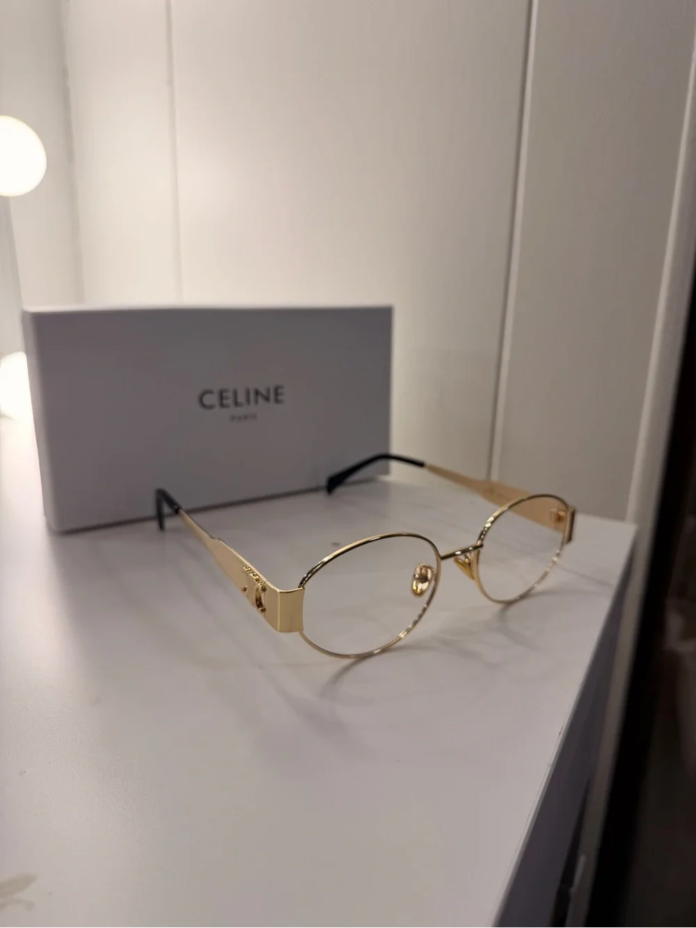 Celine Gold Metal Rimmed Women's Eyeglasses with Black Temple Tips